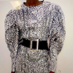 Sparking long leaves dress